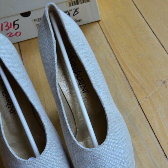 Vintage YVES SAINT LAURENT YSL Canvas High Heels Women Size 8.5M - Picture 7 of 14